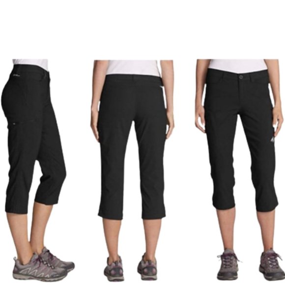 Eddie Bauer Black Ranier Capris Cinch Option at Knee - Hiking - 6